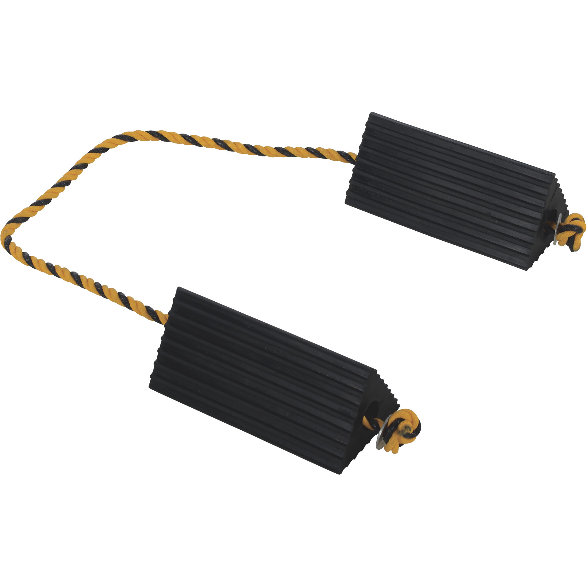 Vestil Airline Chock with Rope Set - 2-Pc., 10in.W x 5in.D x 4.5in.H, Reinforced Rubber, Model# AC-13